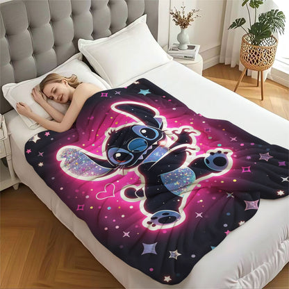 Disney Dream Stitch Print Blanket Multifunctional Flannel Blanket Birthday Gift for Home Outdoor Travel Camping Nap Cover