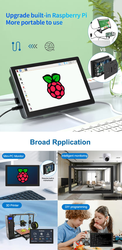 7 inch Touch Screen Monitor for Embeddable Raspberry Pi 4 3 Banana Orange RasPi 1024*600 LCD Display HMDI VESA Fan Cover