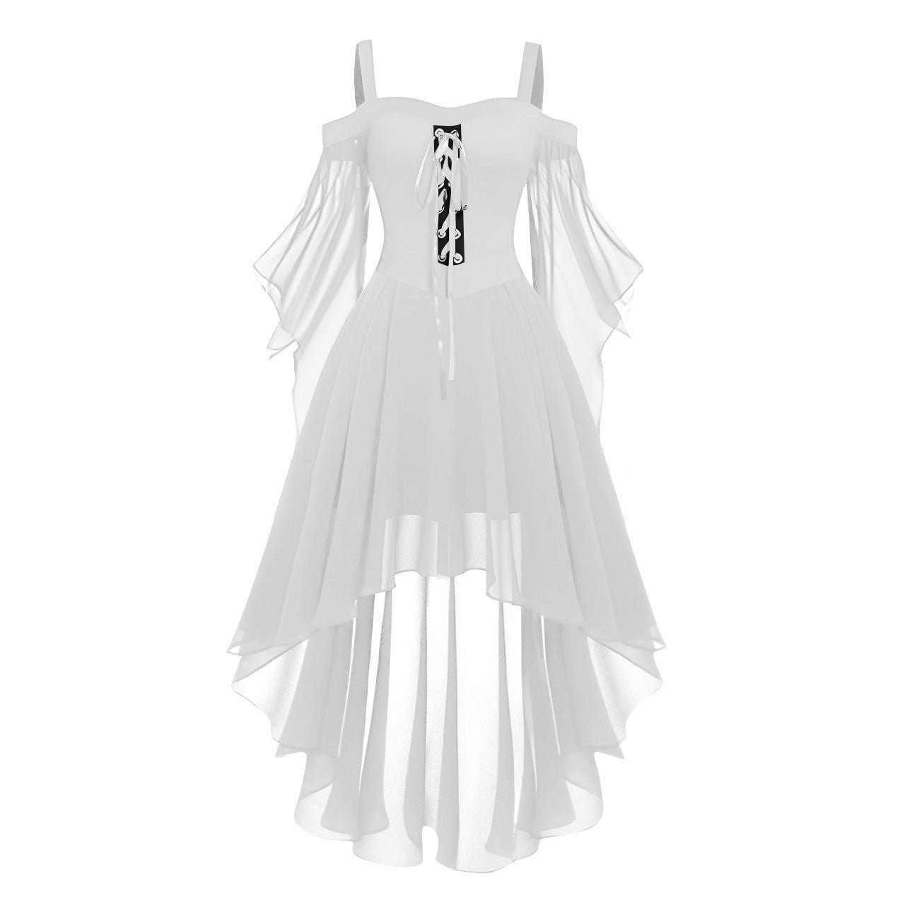 2024 New Women Fairy Skirt Plus Size Cold Shoulder Butterfly Sleeve Halloween Witch Gothic Dress Elegant Party Evening Dresses