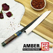 Conjunto de Facas de Cozinha AMBER 440C Aço Alto Carbono Faca de Açougueiro Cabo de Madeira de Oliveira Faca Japonesa Profissionalmente Afiada