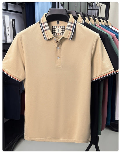 Luxury brand short sleeve polo shirt men fashion simple solid color summer new mercerized cotton breathable casual lapel T shirt