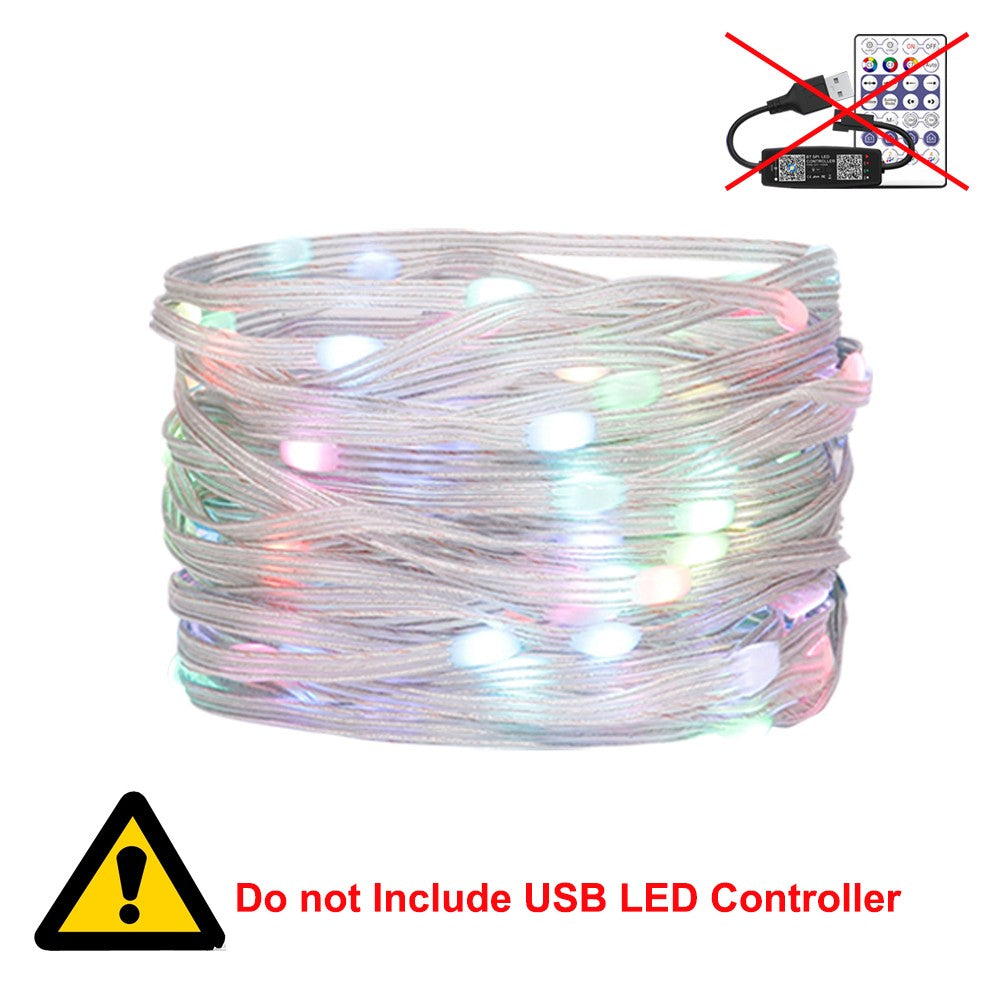 WS2812B LED String 5M 10M 20M RGBIC Dream Color Party Christmas Lights Individually Addressable String Lights Waterproof DC5V