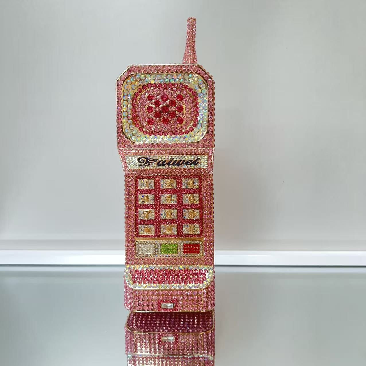 XIYUAN Mobile Phone Shaped Diamond Evening Bags for Women Gorgeous Bling Diamond Metallic Purses and Handbags Wedding Party