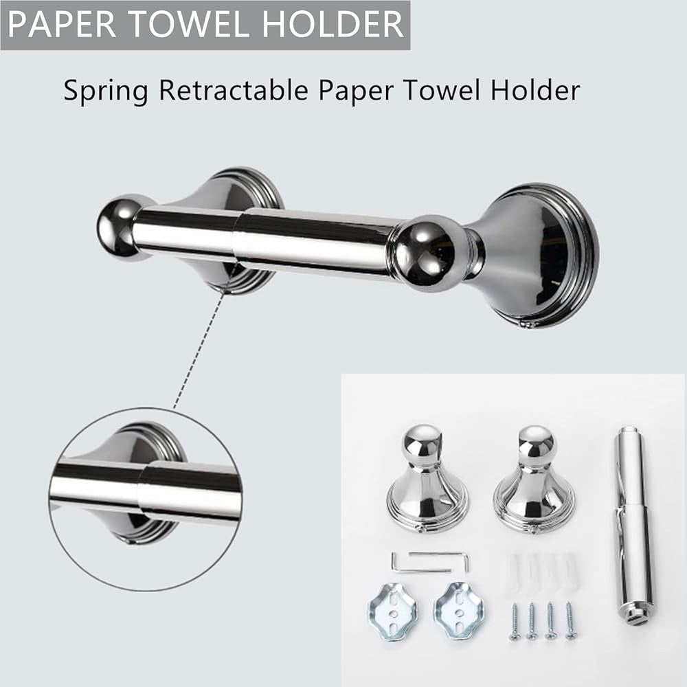 8 Pieces Stainless Steel Bathroom Accessories Set Polished Chrome Towel Bar Towel Ring Hook Rack Wall Mount Hardware