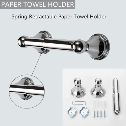 8 Pieces Stainless Steel Bathroom Accessories Set Polished Chrome Towel Bar Towel Ring Hook Rack Wall Mount Hardware