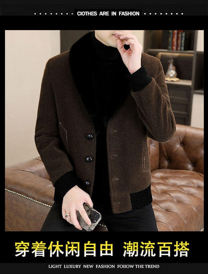 2024 Winter Woolen Jacket for Men Thick and Plush Warm Lapel Trench Coat Casual Business Wool Blends Social Streetwear Overcoat