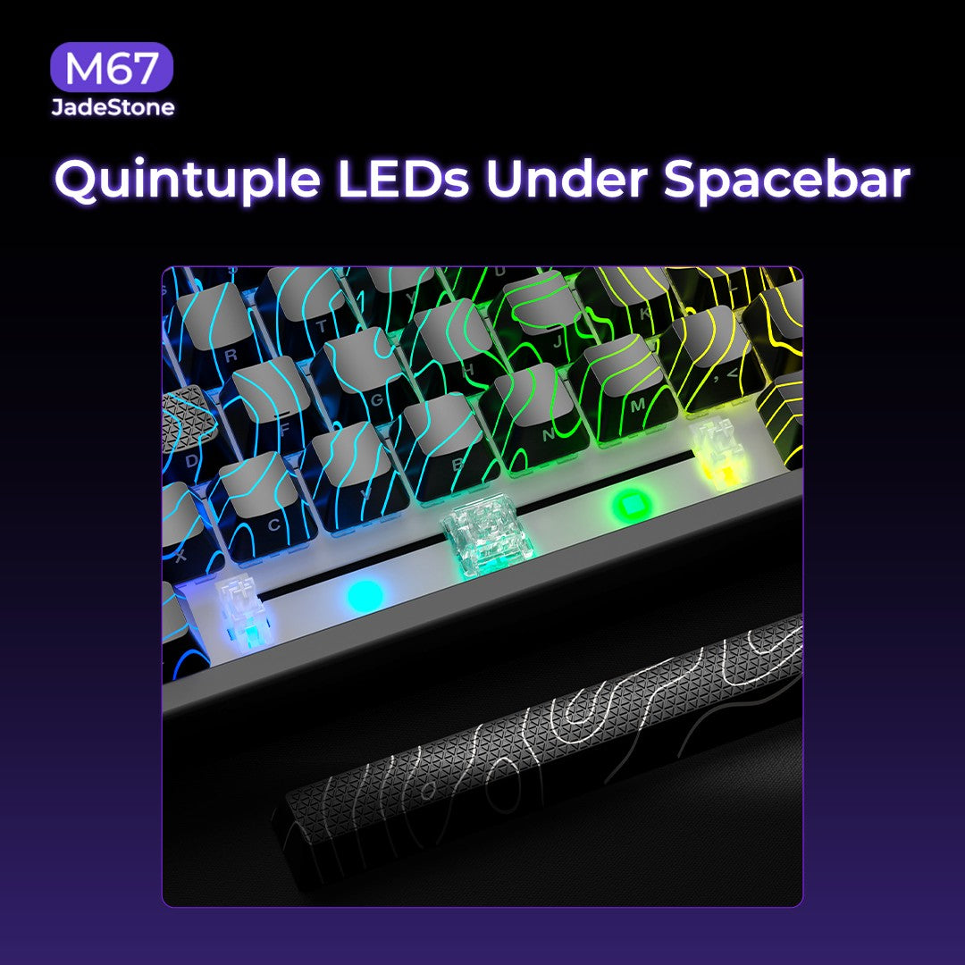 Teclado Mecânico XVX M67 JadeStone com Teclas IMD-Tech Hot Swappable Design Gasket Teclado com Retroiluminação RGB Personalizada Tri-Modo