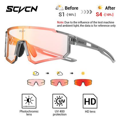 Óculos de Sol Fotocromáticos SCVCN Óculos de Ciclismo para Esportes ao Ar Livre Masculino Feminino MTB Escalada Óculos de Condução para Bicicleta Novo