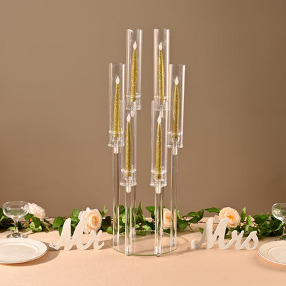 10 Pcs Clear 6-Arm Candelabra Taper Candle Holder Wedding Party Dining Table Banquet Christmas Event Decoration