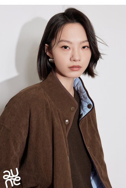 TOYOUTH Women Thick Cotton Coat 2024 Winter Long Sleeve Lapel Collar Contrasting Color Splicing Elegant Outwear Jacket Coat