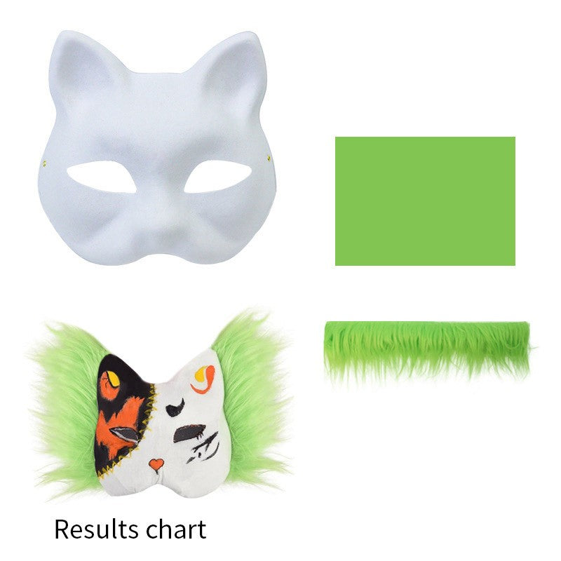 Therian Mask Kit Hand-Made Fox Themed Blank Half Face Hand-painted Mask DIY Masks For Makeup Ball Halloween Party Christmas Gift