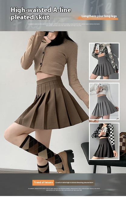 Women Pleated Skirt High Waist A-Line Mini Skirt School Girl JK Uniform Skirt Skater Skirt Tennis Skirt White Plus Size