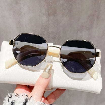New Retro Sunglasses Women Fashion Polygonal Metal Frame Sunglasses Men Luxury Brand Designer Decorative Sun Glasses Uv400