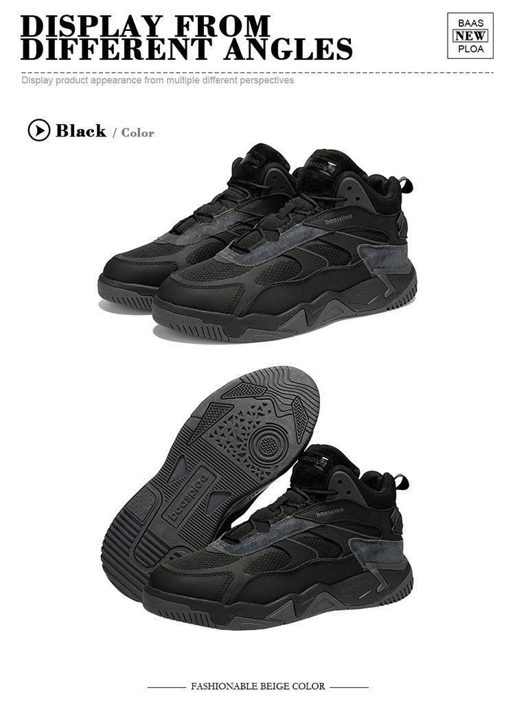 Baasploa Winter Men Leather Sneakers Casual Fashion Waterproof Sport Shoes For Man Plush Warm Male Sneakers Non-Slip Outdoor