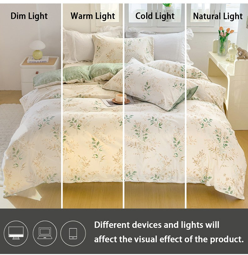 3pcs Elegant Floral Tea Art Print Duvet Cover Set? Soft Skin-Friendly Bedding Set Includes 1 Duvet Cover And 2 Pillowcases