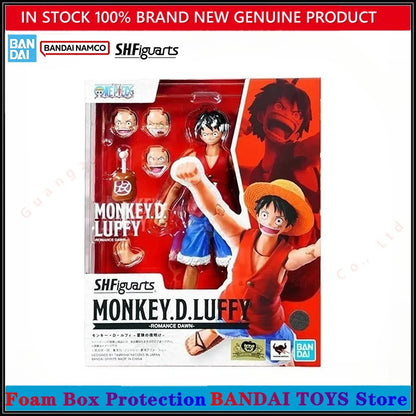 Atacado Bandai 100% Genuíno One Piece Kit Modelo Anime Figures SHF Monkey D Luffy Romance Dawn Action Figure Coleção Modelo