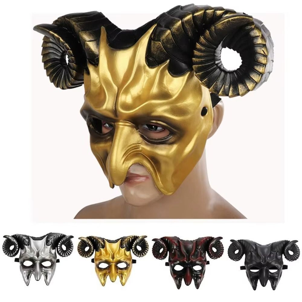 High Quality 3D Halloween Mask Horrible Durable Ox Horn Mask Realistic Cosplay Masquerade Decoration