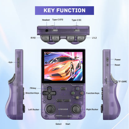 KINHANK Open Source K36 Retro Handheld Video Game Console 16000 Games Emulator for PS1/PSP/DC/N64/SS 500nit 3.5 Inch IPS Screen