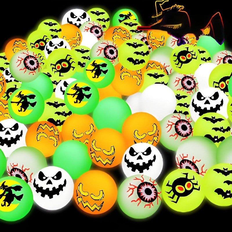 10/20/30Pcs Luminous Halloween Bouncing Ball Glow in The Dark Eyeball Scary Rubber Ball Haunted House Prop Halloween Party Favor
