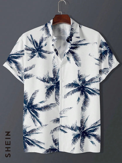 Hawaiian Shirt Man Print Casual Thin Beach Slim Fashion Shirt High Quality Luxury Black Social Vintage Funny Oversized Clothes