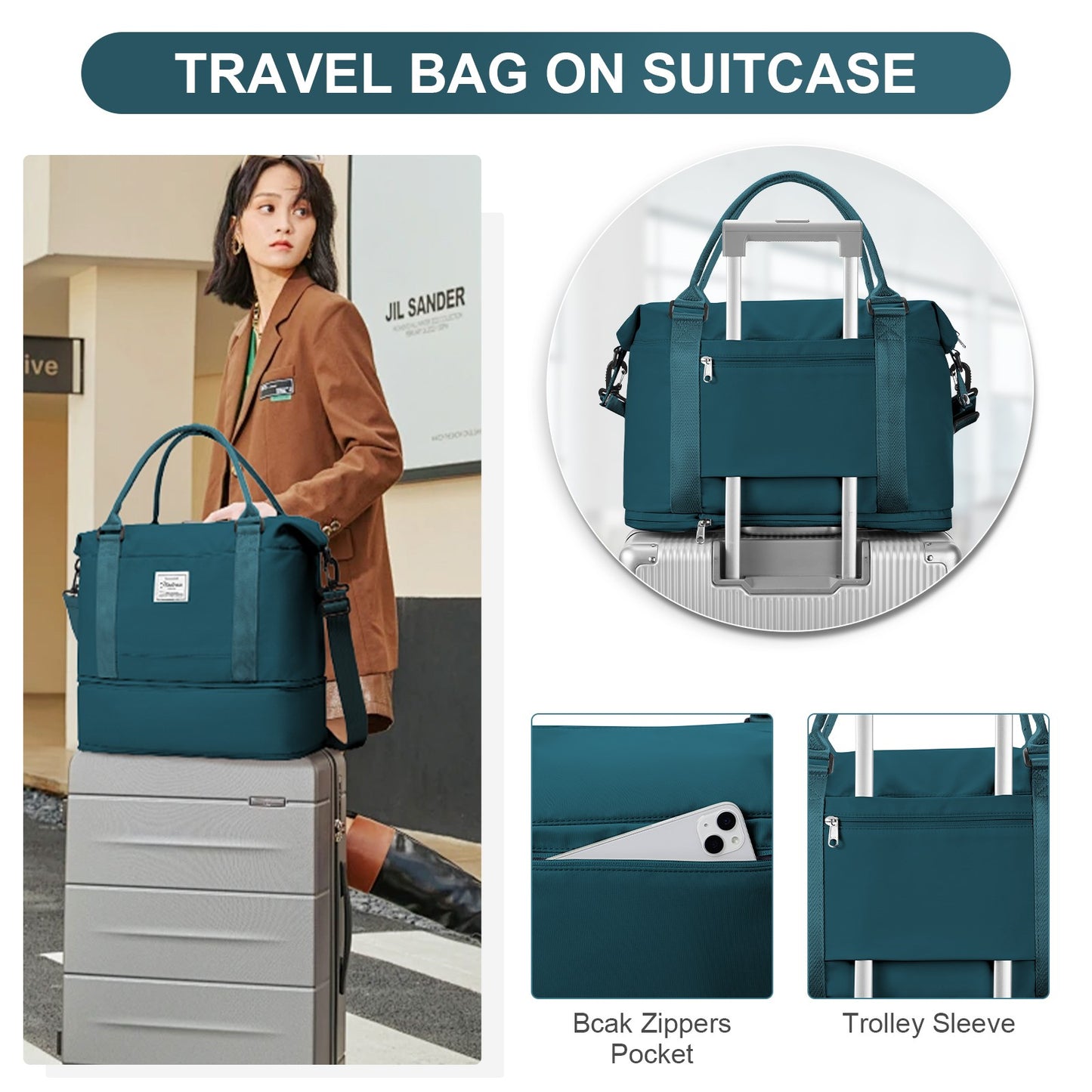 Travel Bags for Women Men, Expandable Handbag Travel Duffle Bag for Plane Ryanair 40x20x25 Cabin Weekend Bag Gym Bag Sports Bag