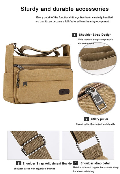 Men's Canvas Messenger Bag Single Shoulder High Quality Crossbody Bag Messenger Bag Commuter Travel Daily Use With Compartment