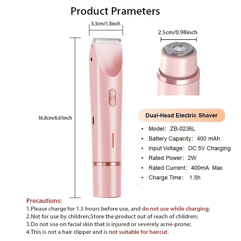 Hair Remover Women's Double Head Shaver Private Hair Trimmer Electric Shaver Women's Hair Remover Christmas Gift, Valentine's Da