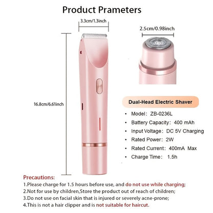 Hair Remover Women's Double Head Shaver Private Hair Trimmer Electric Shaver Women's Hair Remover Christmas Gift, Valentine's Da