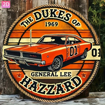 2D Flat, "Car Sign" Retro Wall Decor Aluminum Sign for Yard, Garden, Kitchen, Bar, Room, Outdoor, Garage, Club, Cafe, Restaurant