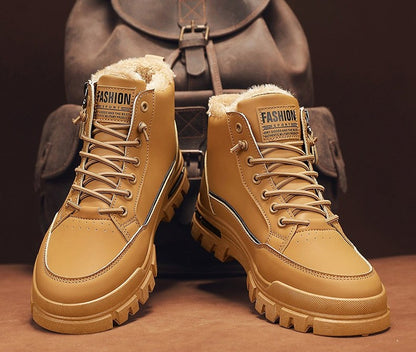 New winter plush  thick warm men's cotton shoes trendy outdoor high top male snow boots