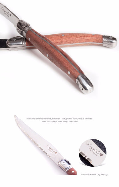 6-7pcs 9inch Stainless steel Laguiole Steak Knives Wooden Table Dinner Knifes Wood handle Japanese Cutlery  Korean Dinnerware