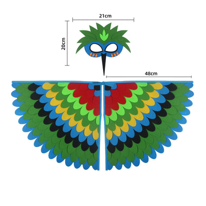 Cute Owl Wings Costume Animal Peacock Pattern Felt Cloak With Matching Mask Performance Props Halloween Carnival Cosplay Cape