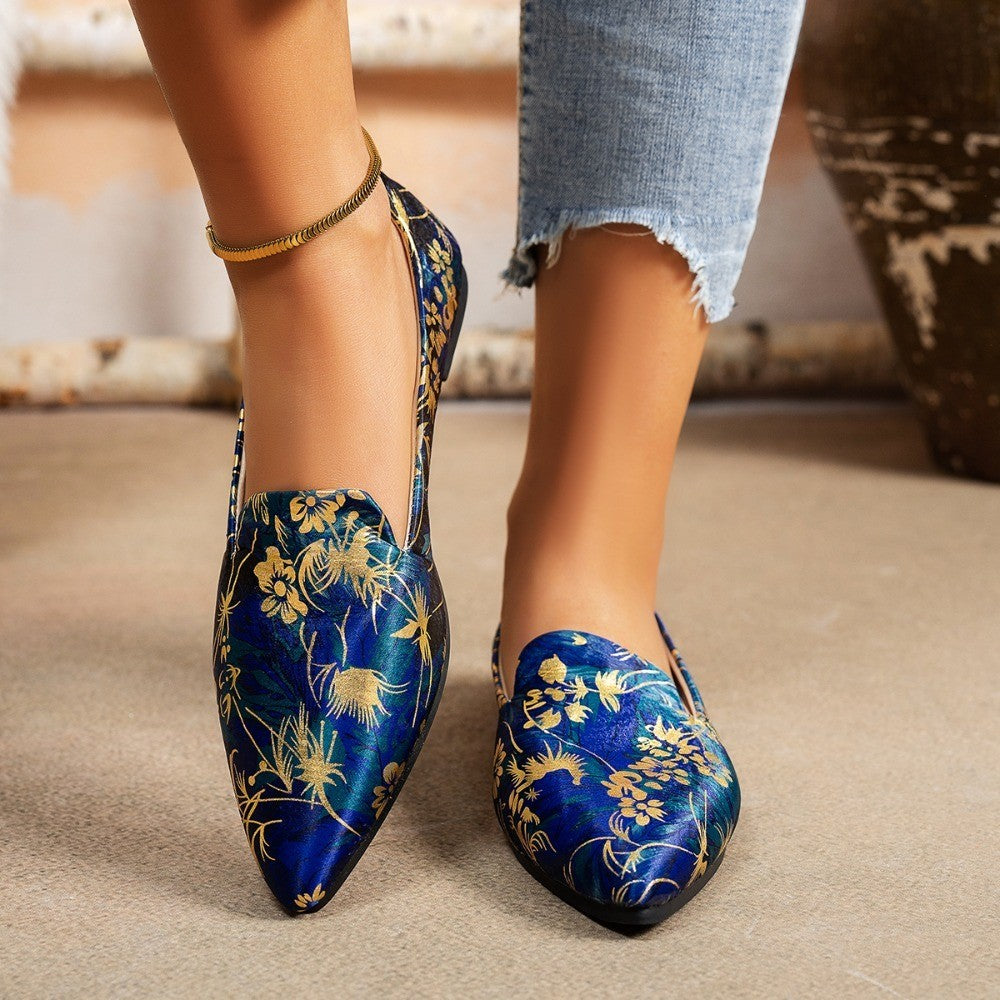 Loafers Women's Flats Leopard Floral Print Pointed Toe Casual Women Shoes New Comfortable Walking Mujer Zapatos Footwear