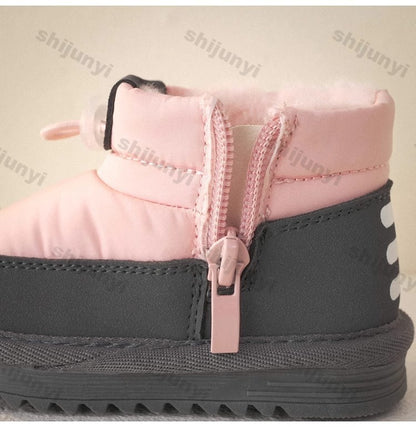 Children's Snow Boots Winter Boys Plush Thicken Platform Cotton Shoes Comfortable Girls Warm Waterproof Fashion Warm Plush Shoes