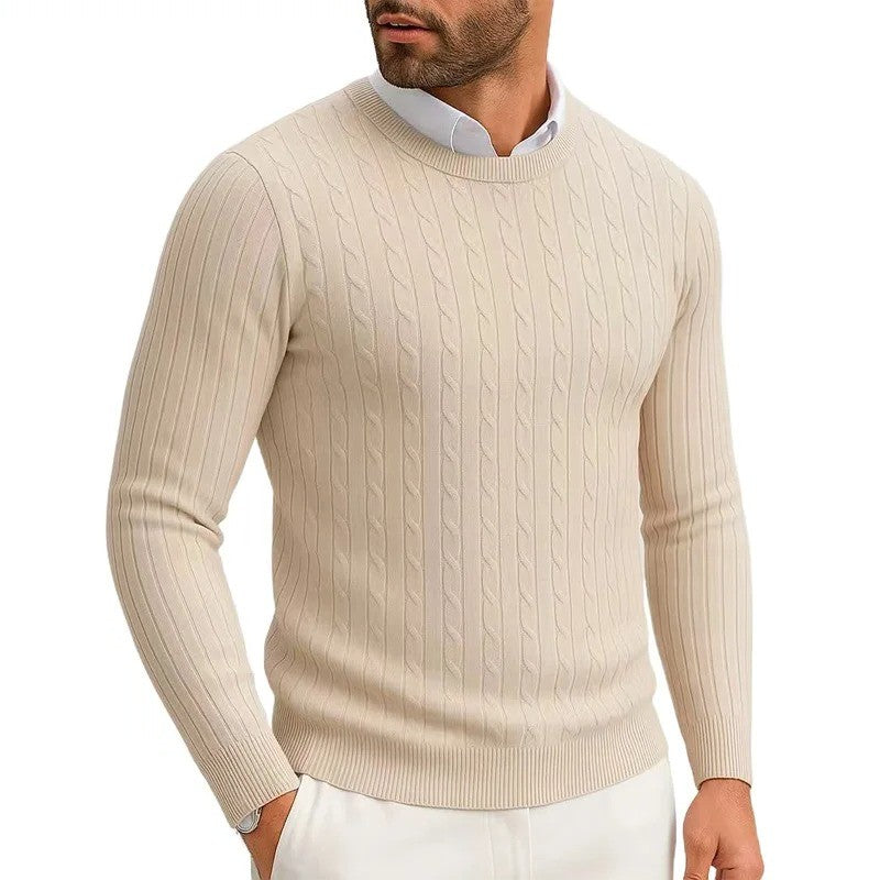 Men's Crewneck Knitted Pullover Sweater Fit Long Sleeve Casual Sweaters Winter Warm Twist Patterned Cable Work Jumper