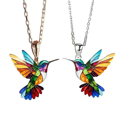 Colar de Acrílico Beija-flor Colorido Formato de Pássaro para Mulheres Meninas Pingentes de Pescoço Joias de Primavera Verão 2025 Presentes de Festa