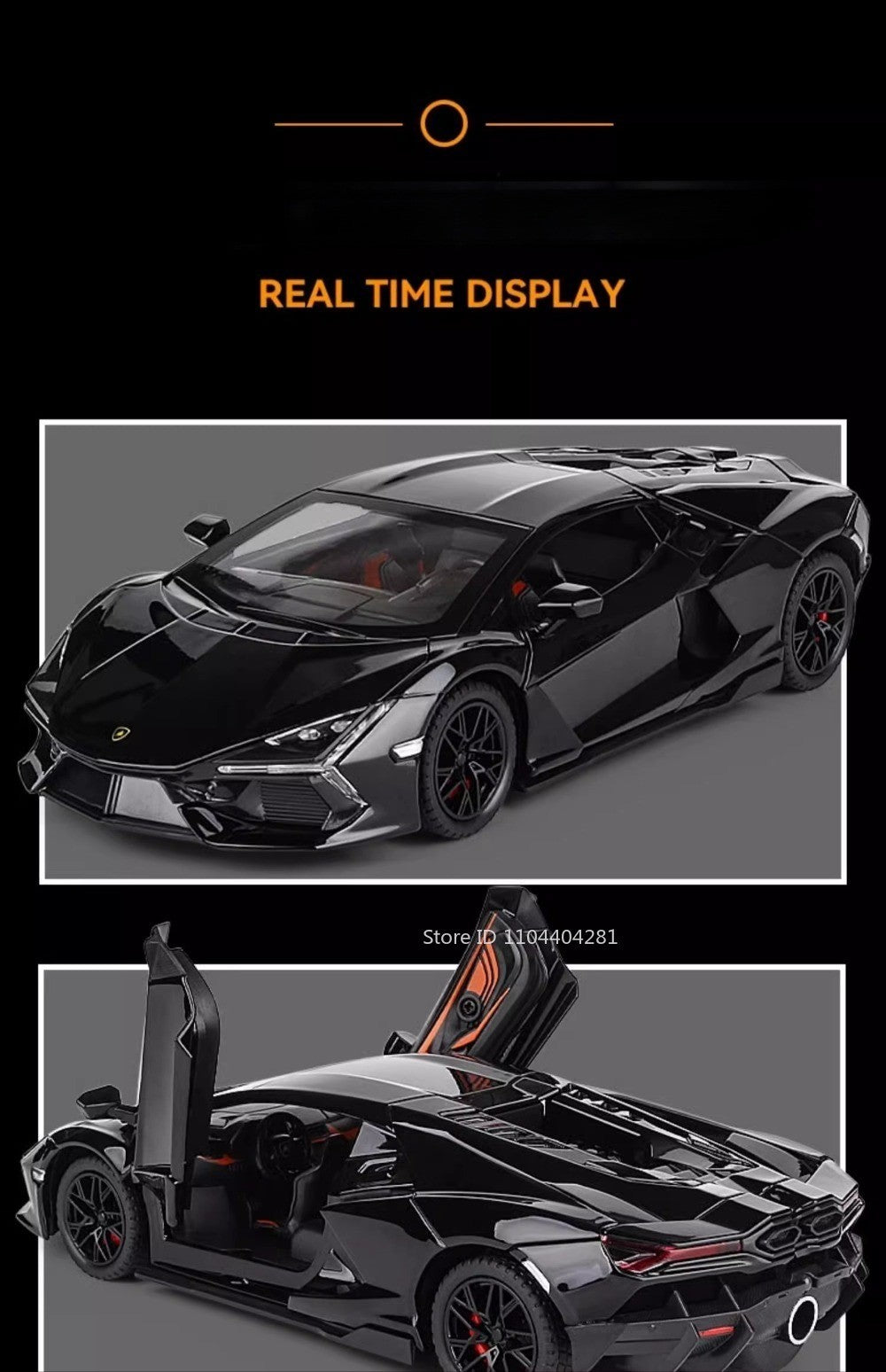 1:24 Lambor Revuelto Bolide Alloy Diecast Cars Model Toys with Sound Light Pull Back Doors Opened Miniature Sports Car Boy Gifts