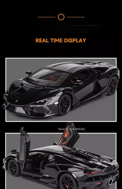 1:24 Lambor Revuelto Bolide Alloy Diecast Cars Model Toys with Sound Light Pull Back Doors Opened Miniature Sports Car Boy Gifts