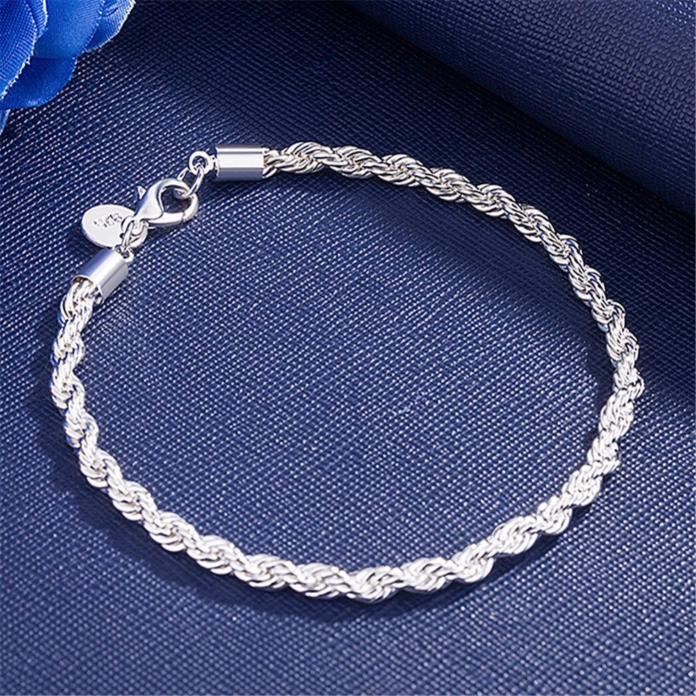 Pulseira Requintada em Prata Esterlina 925 com Corrente Sólida, Amuleto da Moda, Feminino e Masculino, Joias para Casamento, Modelos Lindos e Simples