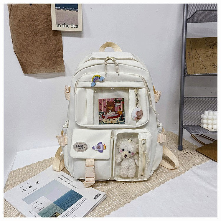 Mochila Feminina Fofa Desenho Animado Moda Adolescente Estudante Mochila Escolar Adorável Bolsa Feminina Mochila Escolar Versátil para Meninas