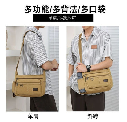 Men's Canvas Messenger Bag Single Shoulder High Quality Crossbody Bag Messenger Bag Commuter Travel Daily Use With Compartment