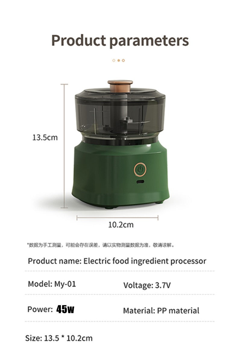 350ml Mini Processador Elétrico Sem Fio de Alho, Dupla Função, Para Purê de Alho, Recarregável Via USB, Triturador de Alimentos Para Cozinha, Moedor de Carne e Vegetais