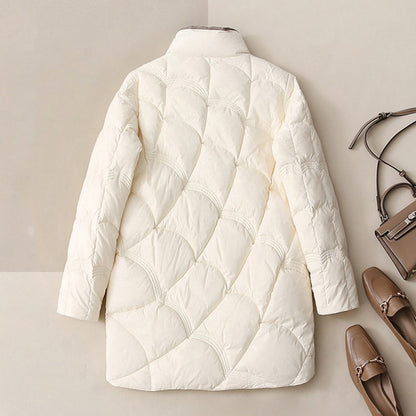 2023 Winter New Fashion Stand Collar X-Long Women Down Jackets Female Casual Loose Ultra Lightweigh White Duck Down Warm Coat