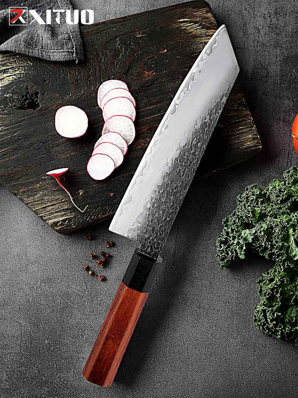 1-7 PCS Knife Set,Professional 3-Layer Composite Steel Kitchen Knives Set,Ultra Sharp Japanese Chef Knife with Octagonal Handle