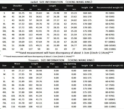 S-8XL New  (Blazer+ Pants) Men's Fashion Business Gentleman Trend Slim-fit Casual Wedding Travel Plus-size Solid Color Suit