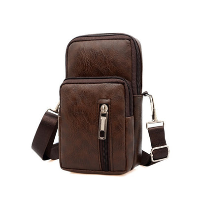 Men'S Shoulder Bag Multi-Function Leather Messenger Casual Crossbody Bags High Quality Male Purse Phone Chest Pack