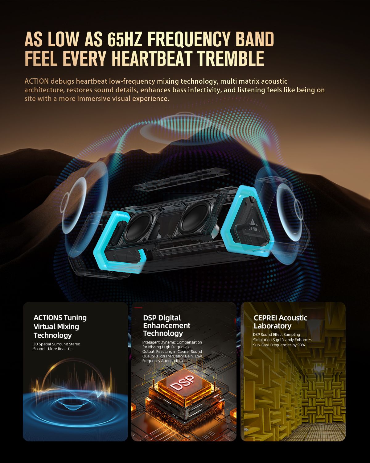 Caixa de Som Bluetooth Externa MLOVE P3, 40W de Potência de Saída Bluetooth 5.3, Som Estéreo IPX7 à Prova D'água, Cartão Micro SD, Luz RGB