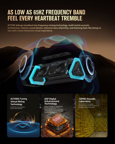 MLOVE P3 Outdoor Bluetooth Speaker, 40W Output Power Bluetooth 5.3 Speaker ,Stereo Sound IPX7 Waterproof,Micro SD Card,RGB Light