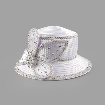 Deluxe New White Church Hat Party Banquet Satin Cloth Photography Hats Premium Chains Formal Hat Flower Top Cap For Women Ladies