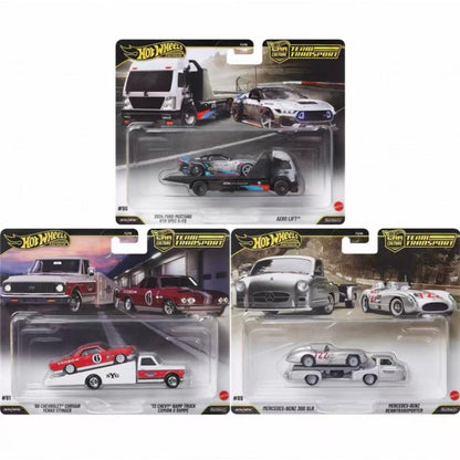 Hot Wheels FLF56 Car Hauler Series Mercedes-Benz 300SLR Corvette Ford Mustang Modelos de Carros Fundidos Carros de Simulação Aniversário Menino Pr